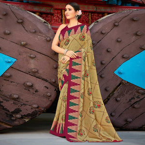 green-dark-pink-casual-wear-printed-tussar-silk-saree-122931