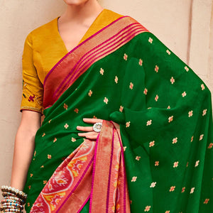 green-fuchsia-festive-wear-printed-silk-saree-139842
