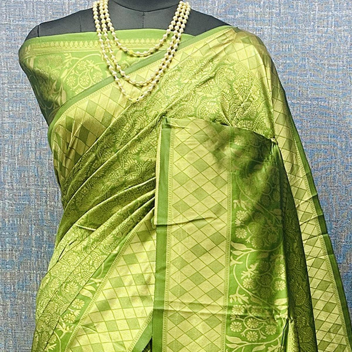 green-golden-woven-banarasi-silk-saree