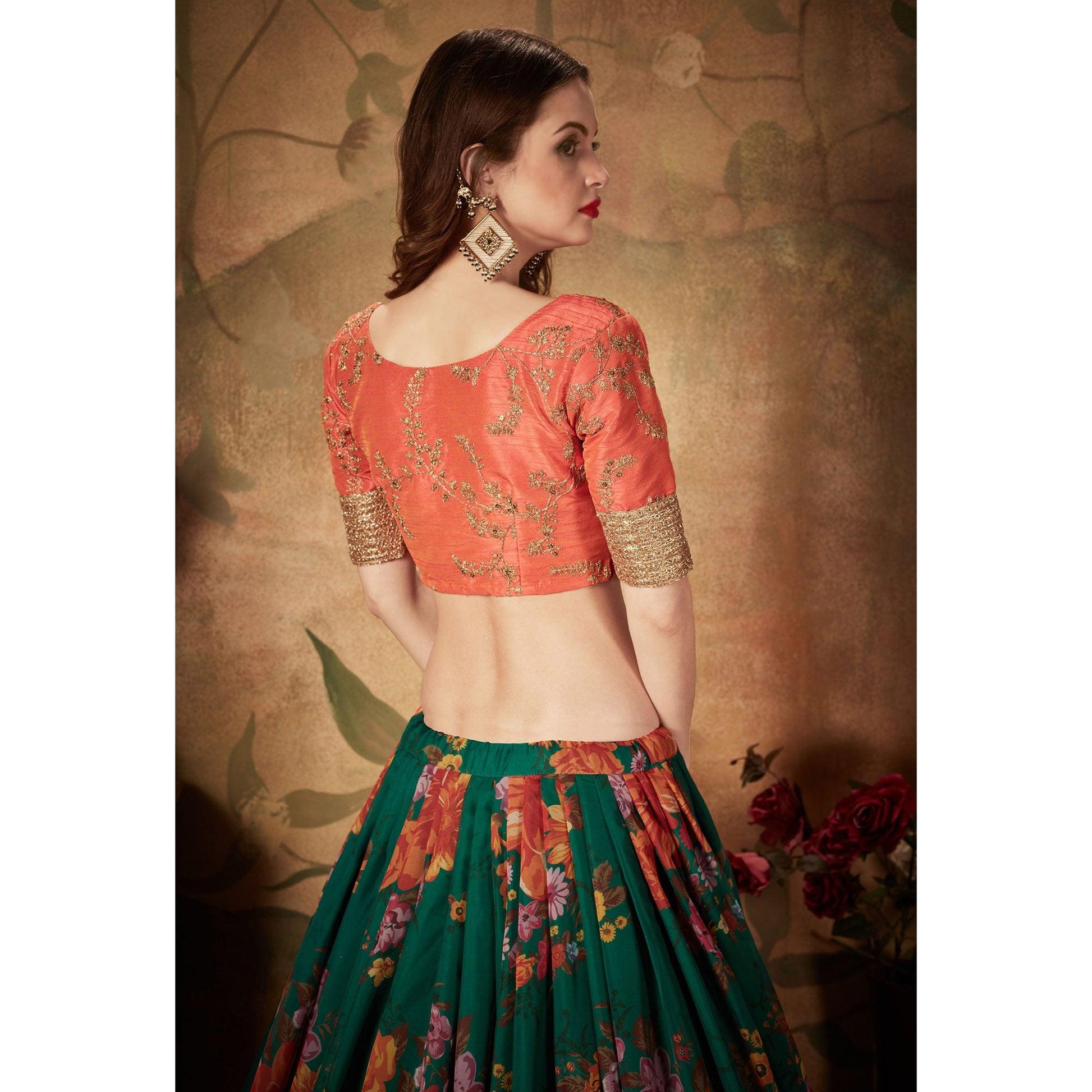 green-orange-partywear-floral-print-with-sequins-embroidery-organza-lehenga-choli-124580