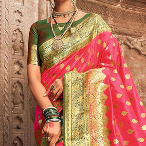 green-pink-festive-wear-woven-banarasi-silk-saree-with-zari-border-pallu-123045