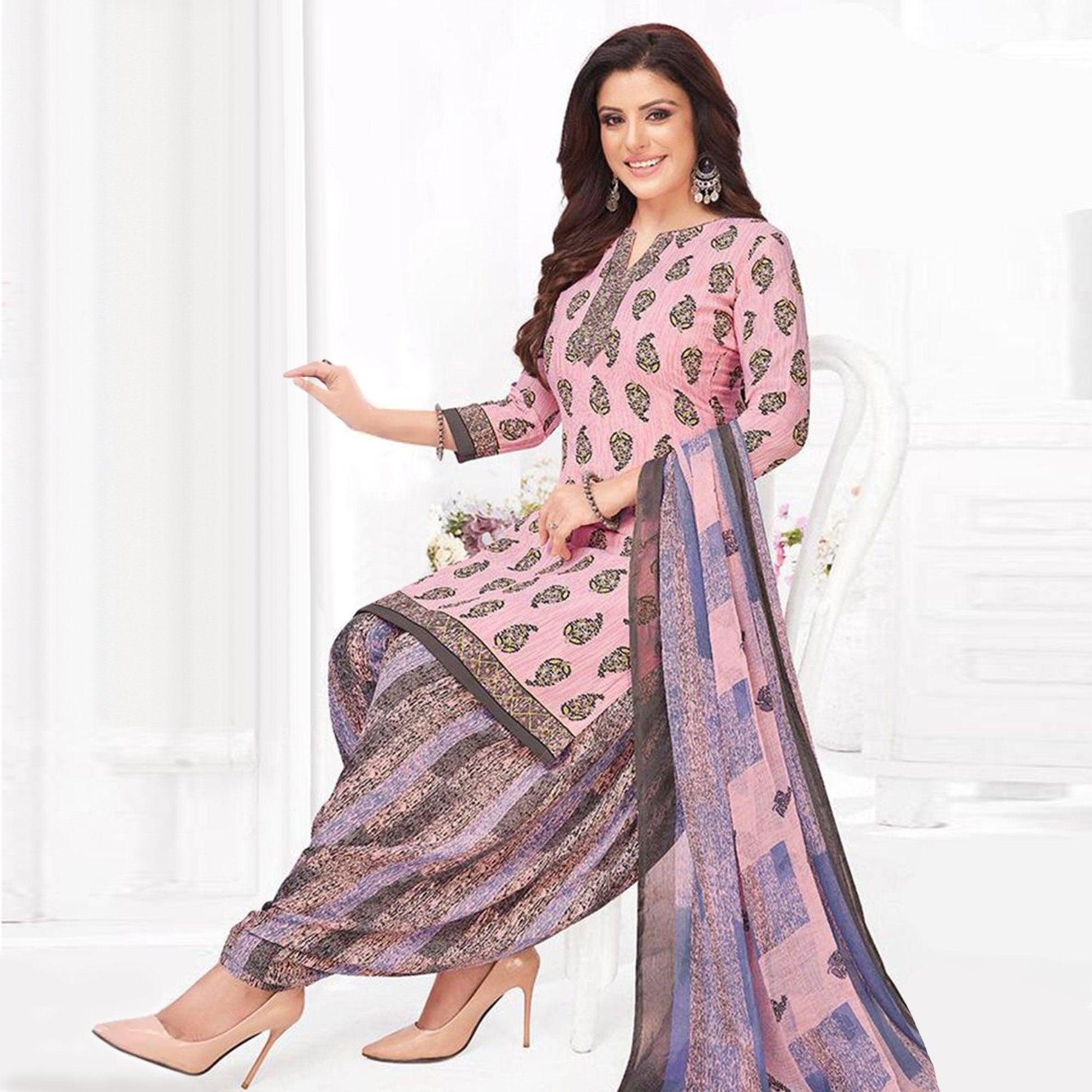 green-and-pink-patiala-crepe-dress-material-pack-of-2