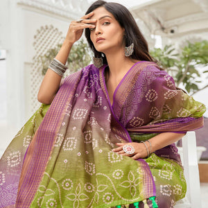 green-purple-casual-wear-printed-soft-linen-saree-123566