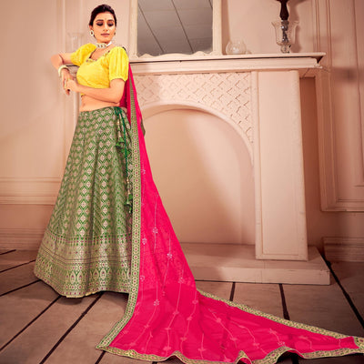 green-yellow-partywear-floral-embroidery-with-woven-silk-lehenga-choli-123739