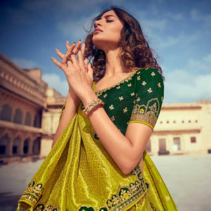 green-yellow-wedding-wear-woven-embroidered-silk-lehenga-choli-126745