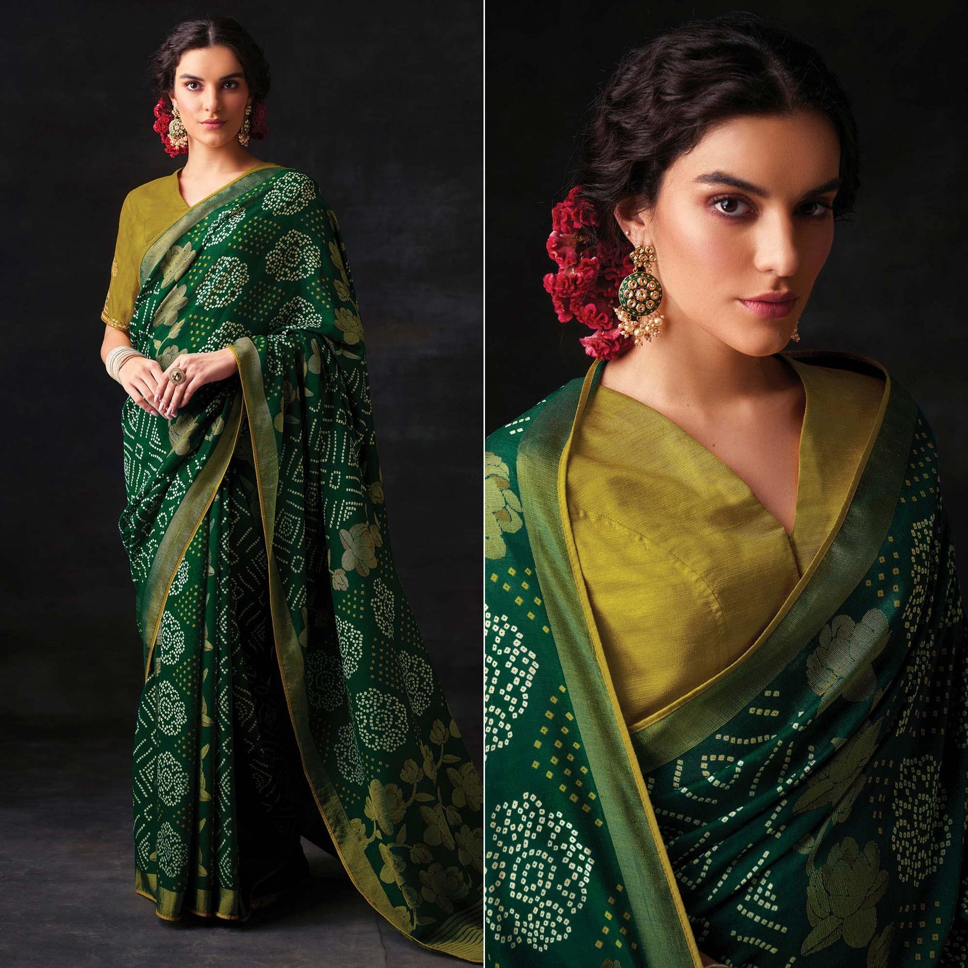 green-bandhani-printed-brasso-saree