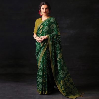 green-bandhani-printed-brasso-saree