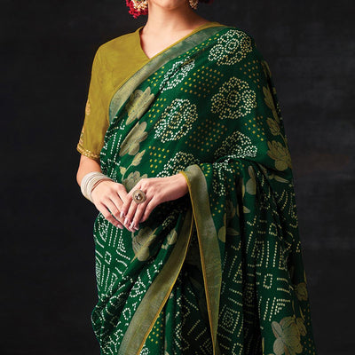 green-bandhani-printed-brasso-saree