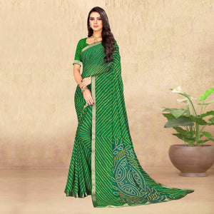 green-bandhani-printed-chiffon-saree