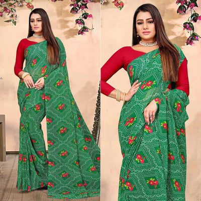 green-bandhani-printed-georgette-saree-143366