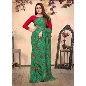 green-bandhani-printed-georgette-saree-143366