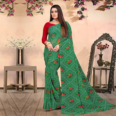green-bandhani-printed-georgette-saree-143366