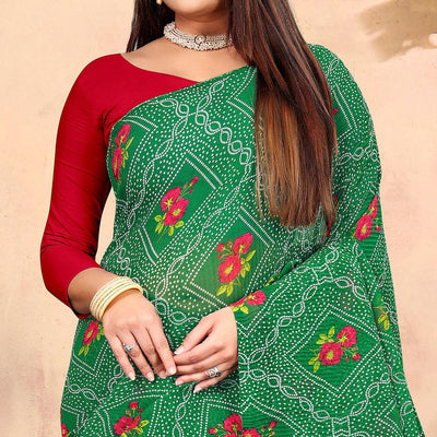 green-bandhani-printed-georgette-saree-143366