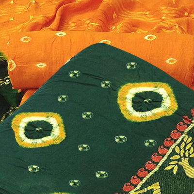 green-casual-wear-bandhani-printed-jacquard-border-pure-cotton-dress-material-138742