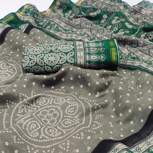 green-bandhani-printed-poly-cotton-saree