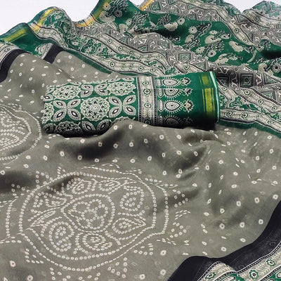 green-bandhani-printed-poly-cotton-saree