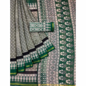green-bandhani-printed-poly-cotton-saree