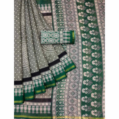 green-bandhani-printed-poly-cotton-saree