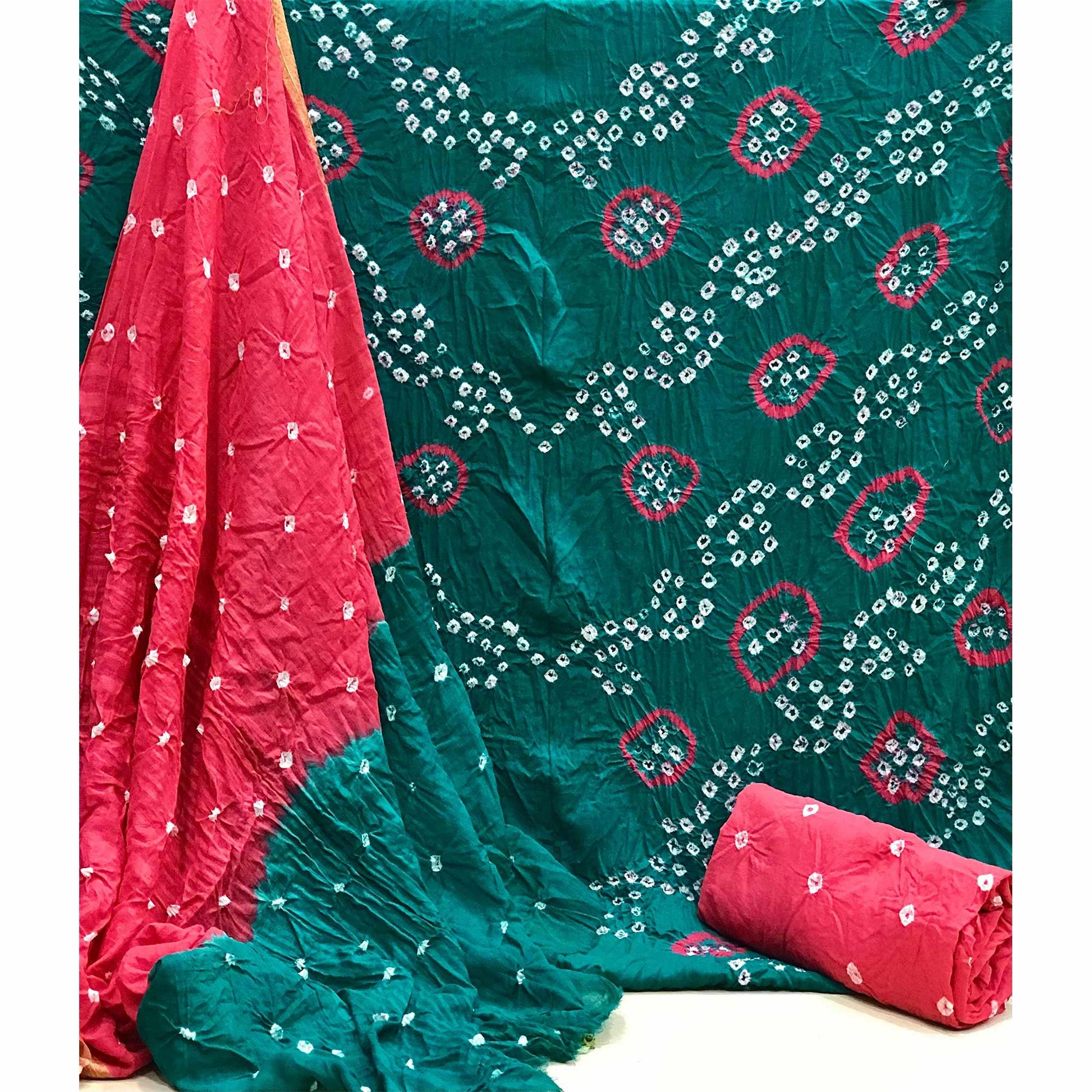 green-bandhani-printed-pure-cotton-dress-material-144840