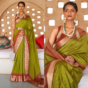 green-bandhani-printed-with-woven-border-art-silk-saree