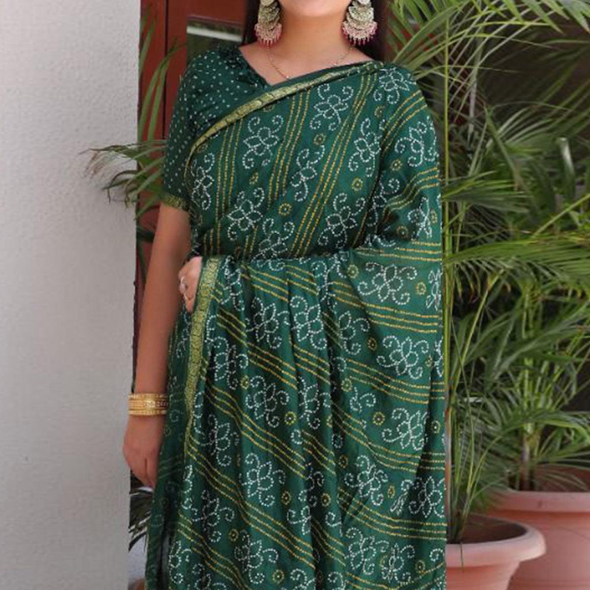 green-bandhani-printed-with-woven-border-tapetta-silk-saree-1
