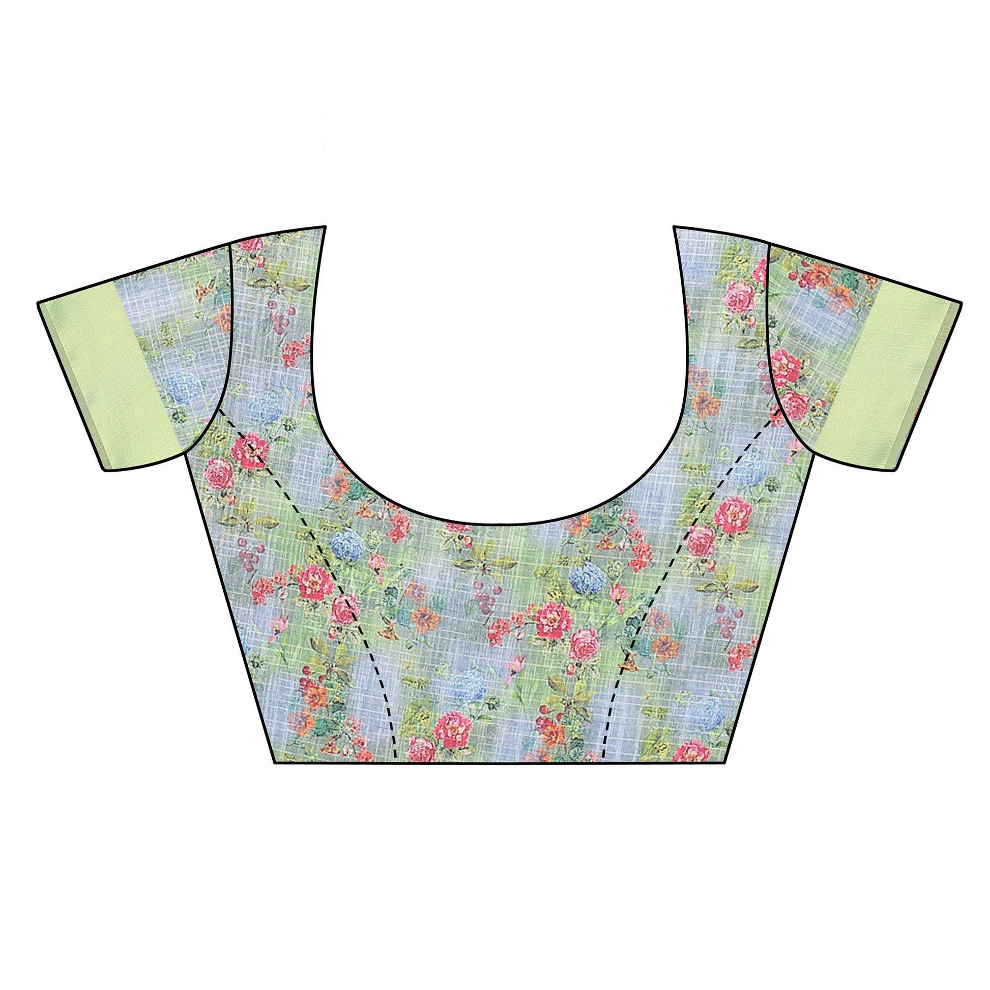 green-blue-casual-wear-floral-digital-printed-linen-slub-saree-117888