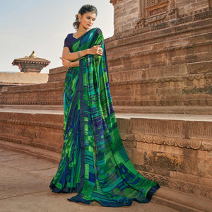 green-blue-casual-wear-printed-georgette-saree-with-fancy-lace-127357
