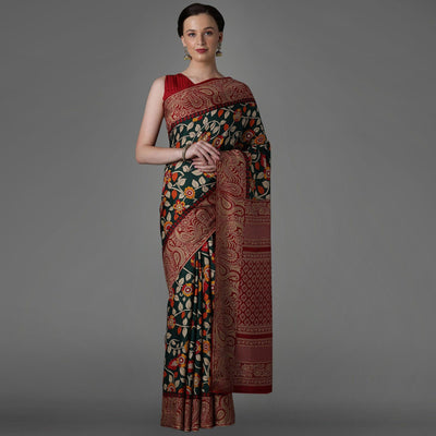 green-casual-art-silk-printed-saree-with-unstitched-blouse-93888