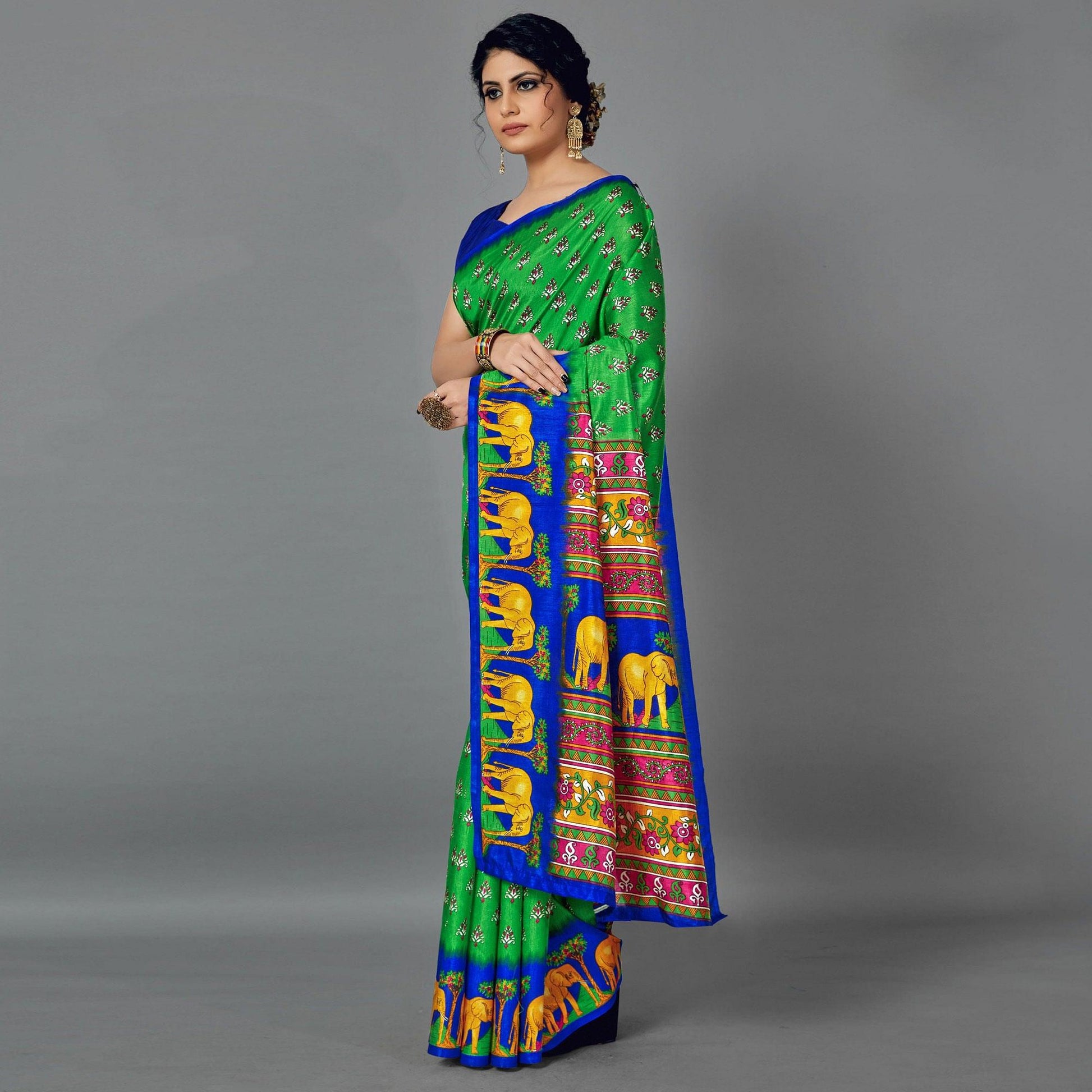 green-casual-art-silk-printed-saree-with-unstitched-blouse-94021