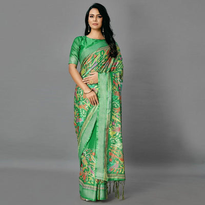 green-casual-art-silk-printed-saree-with-unstitched-blouse-93899