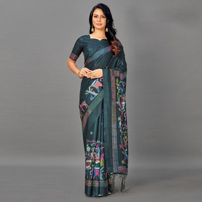green-casual-art-silk-printed-saree-with-unstitched-blouse-93908