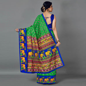 green-casual-art-silk-printed-saree-with-unstitched-blouse-94021