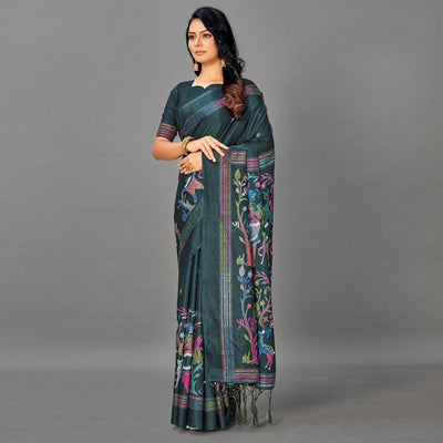 green-casual-art-silk-printed-saree-with-unstitched-blouse-93908