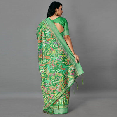 green-casual-art-silk-printed-saree-with-unstitched-blouse-93899