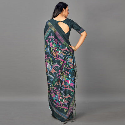green-casual-art-silk-printed-saree-with-unstitched-blouse-93908
