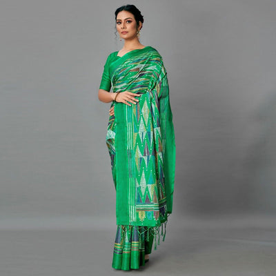 green-casual-art-silk-printed-saree-with-unstitched-blouse-93894