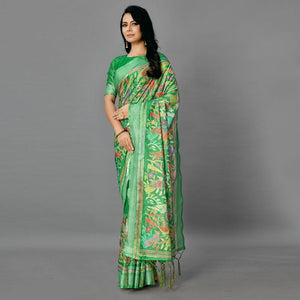 green-casual-art-silk-printed-saree-with-unstitched-blouse-93899