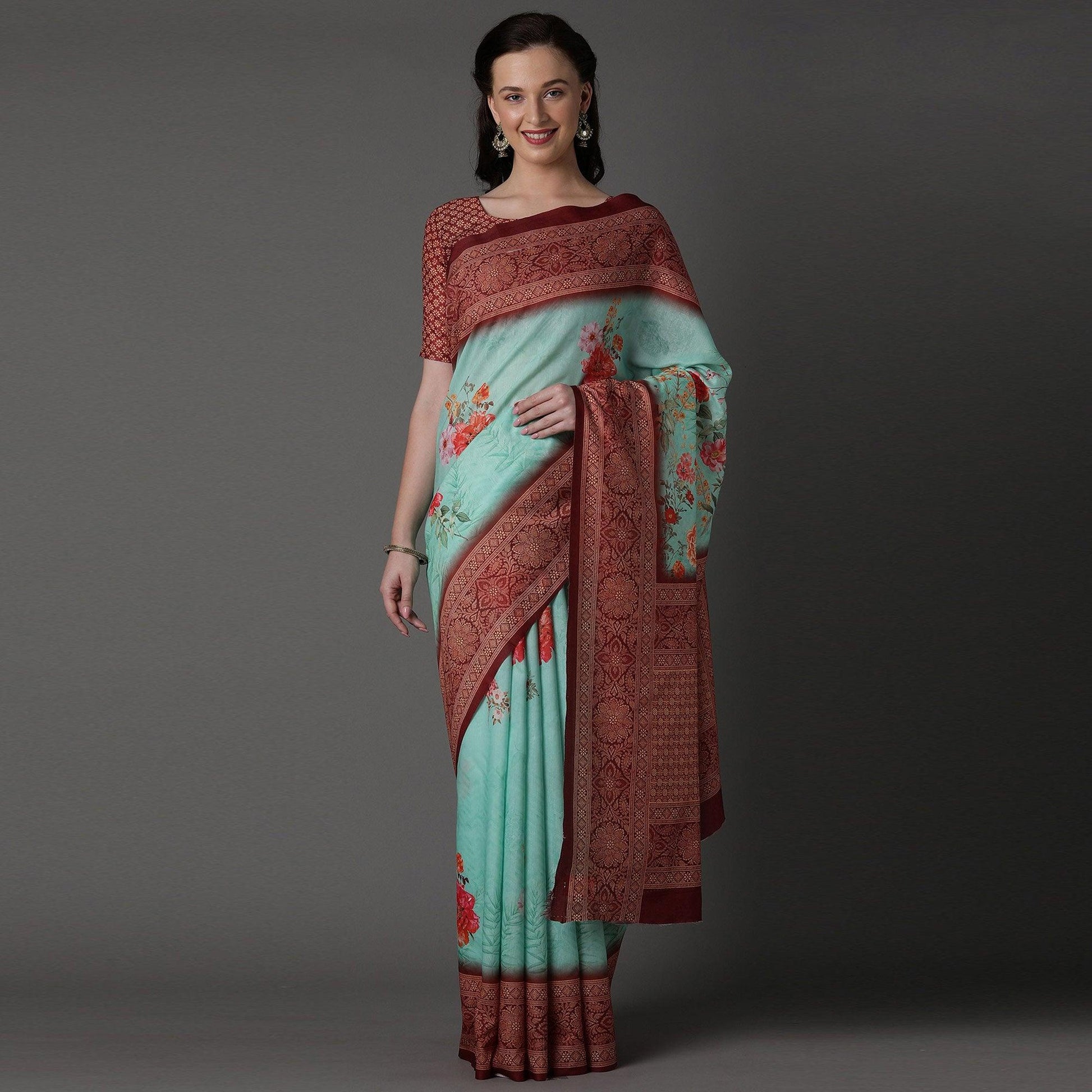 green-casual-cotton-silk-printed-saree-with-unstitched-blouse-93948