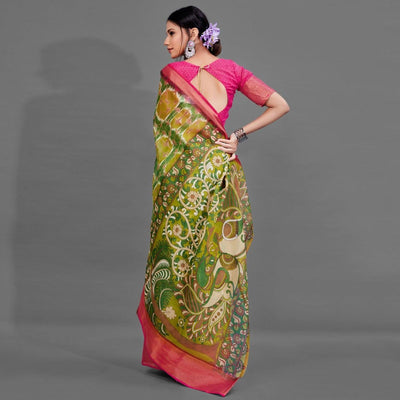 green-casual-linen-printed-saree-with-unstitched-blouse-93928
