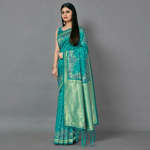 green-casual-silk-blend-printed-saree-with-unstitched-blouse-94014