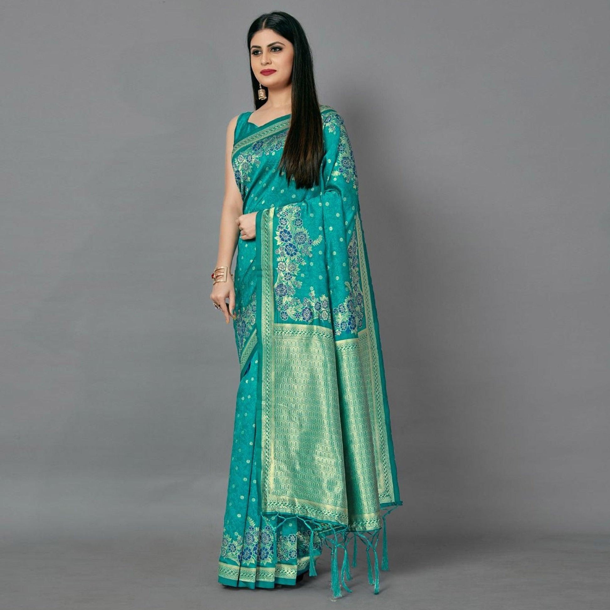 green-casual-silk-blend-printed-saree-with-unstitched-blouse-94014