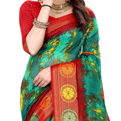 green-casual-wear-abstract-printed-cotton-linen-saree-107774