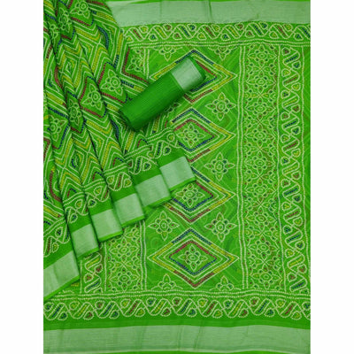green-casual-wear-bandhani-printed-chiffon-saree-139053