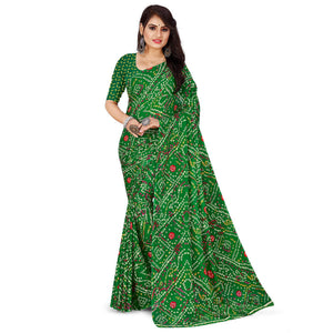 green-casual-wear-bandhani-printed-georgette-saree-140931