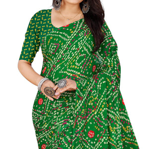 green-casual-wear-bandhani-printed-georgette-saree-140931