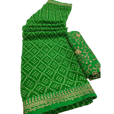 green-casual-wear-bandhani-printed-georgette-saree-142259