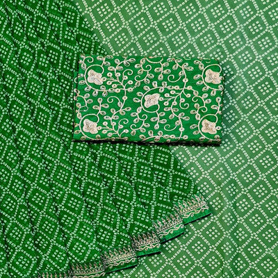 green-casual-wear-bandhani-printed-georgette-saree-142259