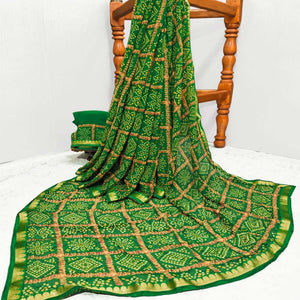 green-casual-wear-bandhani-printed-georgette-saree-with-designer-border-105723