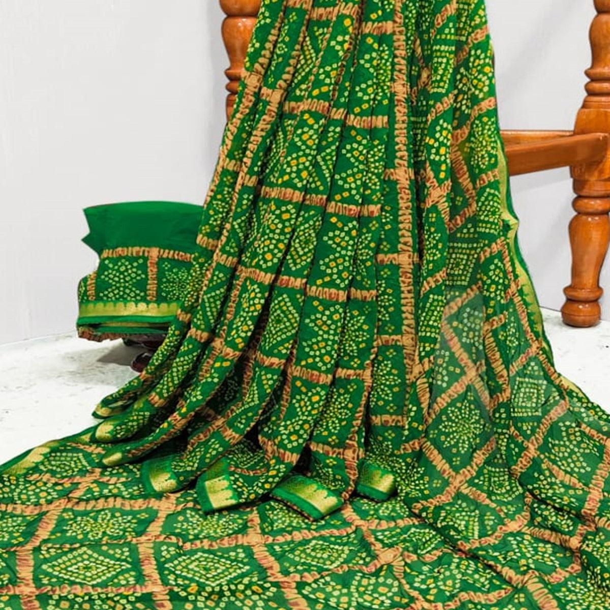 green-casual-wear-bandhani-printed-georgette-saree-with-designer-border-105723