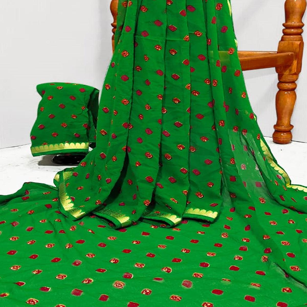 green-casual-wear-bandhani-printed-georgette-saree-with-designer-border-105728